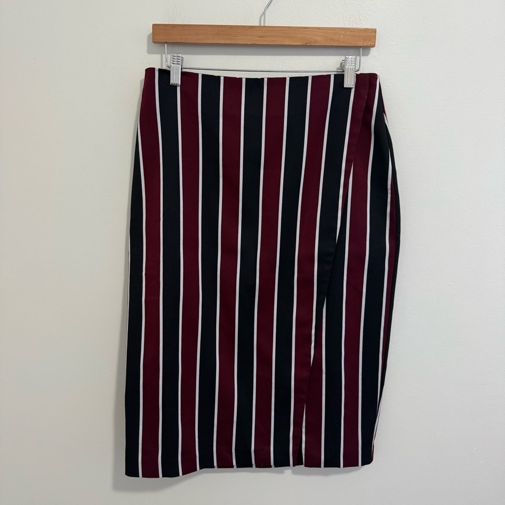 New York & Co Striped Wrap Pencil Skirt
